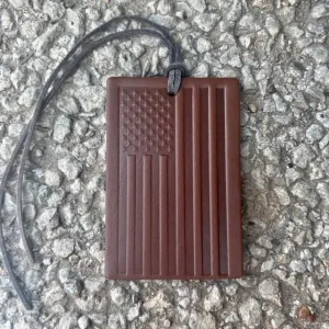 | Leather Car Air Freshener | Rectangle Old Glory Brown - Leather Scent