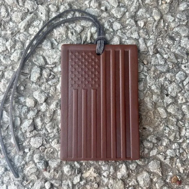 | Leather Car Air Freshener | Rectangle Old Glory Brown - Leather Scent