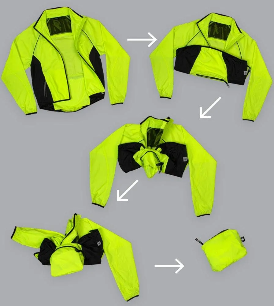 | Men's Packable Windproof Jacket | High Visibility Safety Yellow Windbreaker
