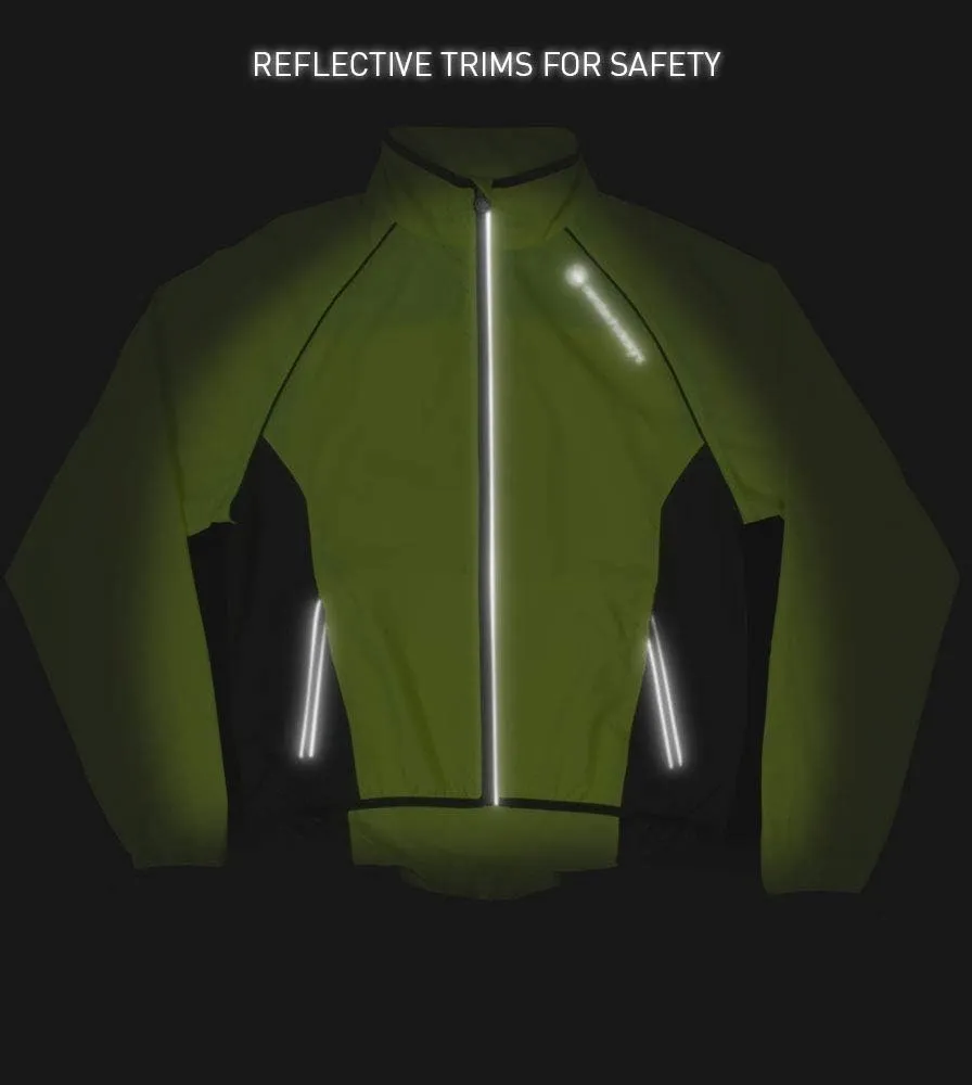 | Men's Packable Windproof Jacket | High Visibility Safety Yellow Windbreaker