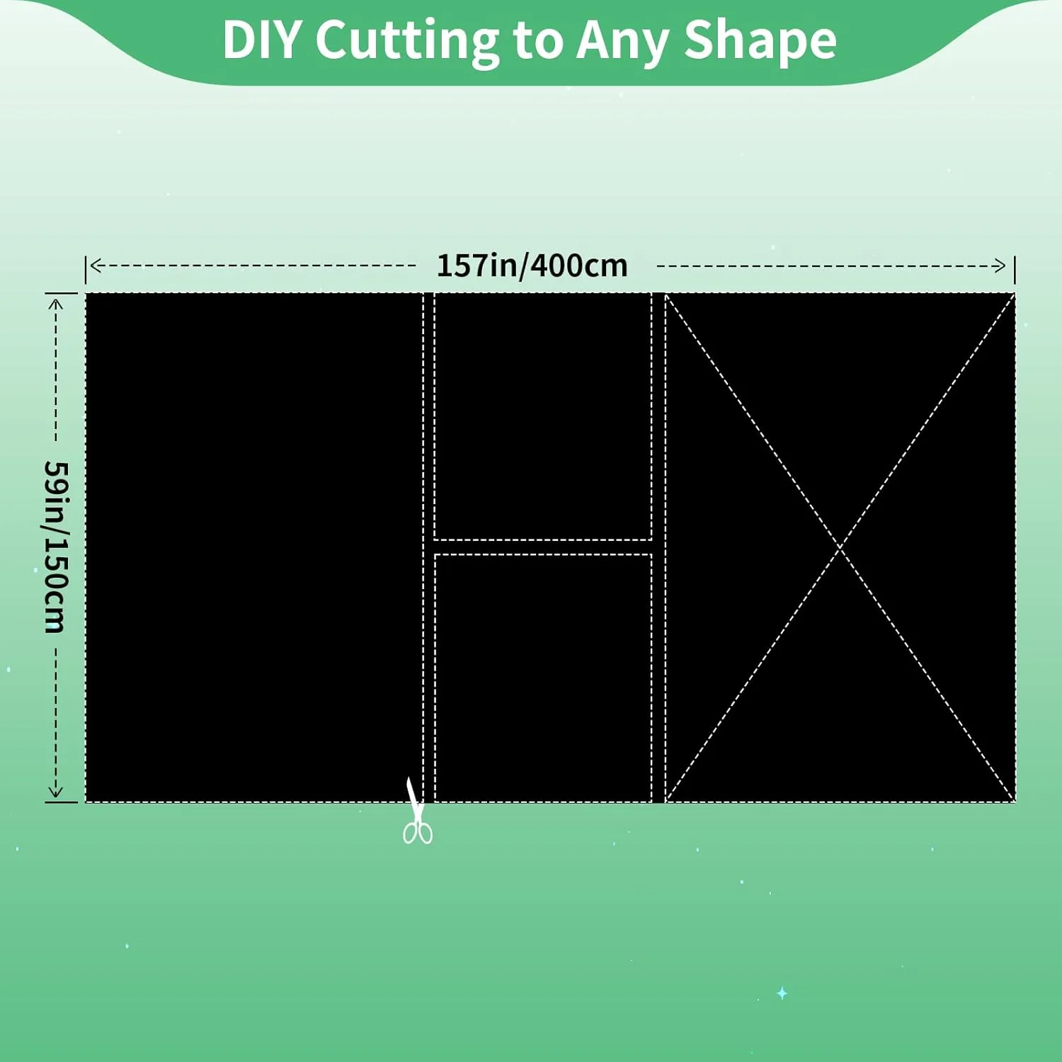 100% Blackout Blind Curtains Window Cover [157" x 59" XXL] [DIY Cut to Any Size or Shape] [Hook & Loop Tabs][ Portable Bags for Travel] [Light & UV Blocking ] for House,Nursery,Apartment