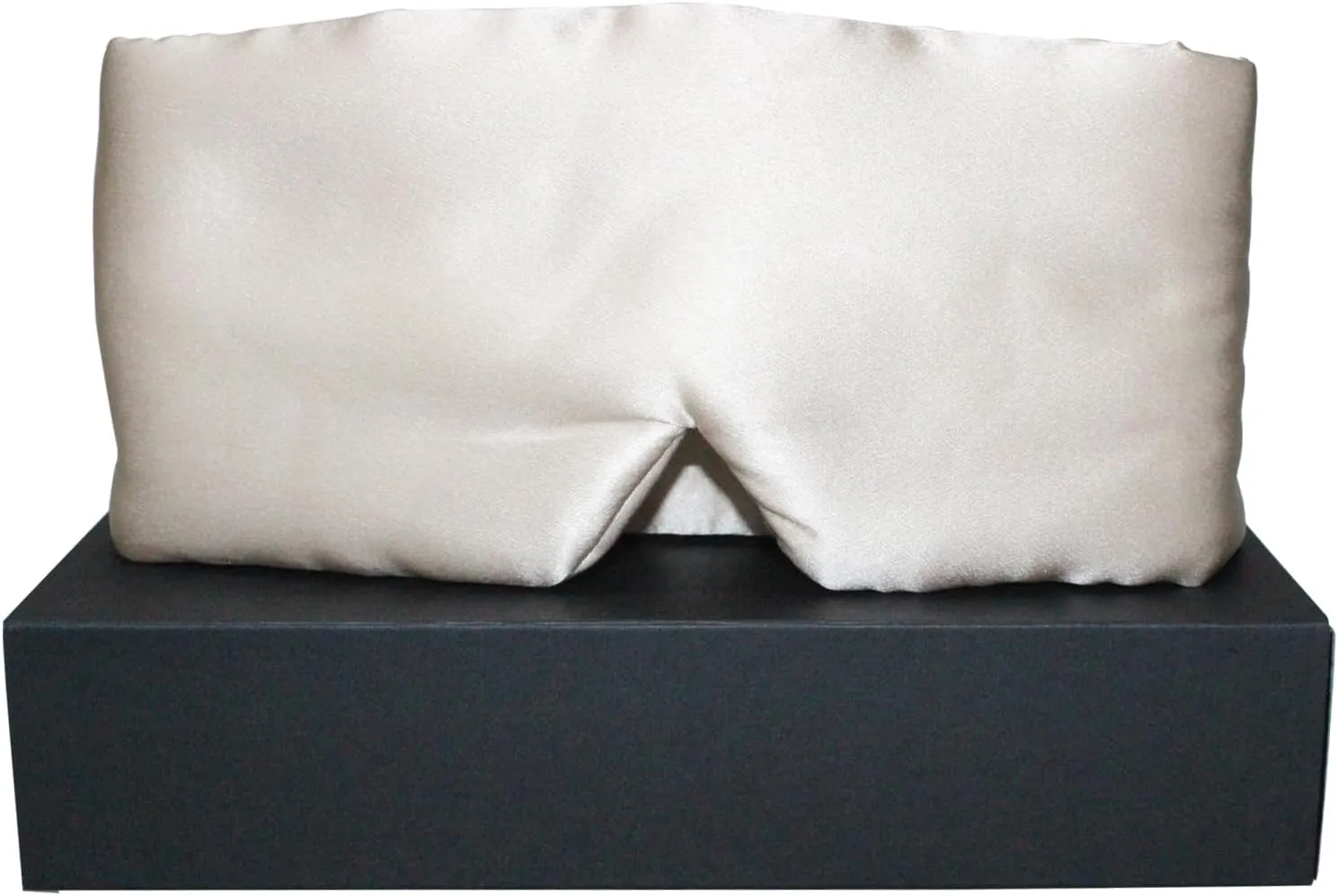 100% Mulberry Silk Eye Mask Blackout Sleeping Eye Cover for Night Sleep and Travel Nap,Soft Adjustable Eyeshade, Comfortable Blindfold for Women Men,Large Size (Champagne White)