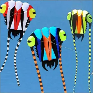1PCS 2sqm Trilobites Kite with Line Ripstop Kite, Fish Kite Large Kite, Kites for Adults Easy to Fly, Beach Games for Kids (Color : Blue)