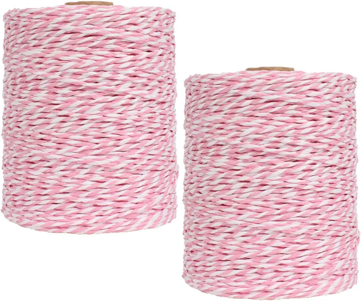 2 Pack of Natural Cotton Golden Silk Colorful Raffia Yarn Cotton Line Rayon Raffia Rope for Summer Sun Straw Hat Beach Bag DIY Hand Knitting Handbag