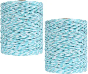 2 Pack of Natural Cotton Golden Silk Colorful Raffia Yarn Cotton Line Rayon Raffia Rope for Summer Sun Straw Hat Beach Bag DIY Hand Knitting Handbag