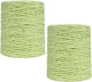 2 Pack of Natural Cotton Line Rayon Raffia Yarn Cotton Raffia Rope for Summer Sun Straw Hat Beach Bag DIY Hand Knitting Handbag 560-600 Meters/612-656 Yards