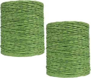 2 Pack of Natural Cotton Line Rayon Raffia Yarn Cotton Raffia Rope for Summer Sun Straw Hat Beach Bag DIY Hand Knitting Handbag 560-600 Meters/612-656 Yards