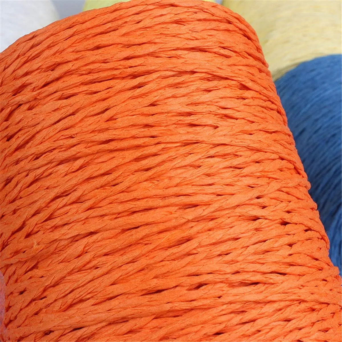 2 Pack of Natural Cotton Line Rayon Raffia Yarn Cotton Raffia Rope for Summer Sun Straw Hat Beach Bag DIY Hand Knitting Handbag 560-600 Meters/612-656 Yards