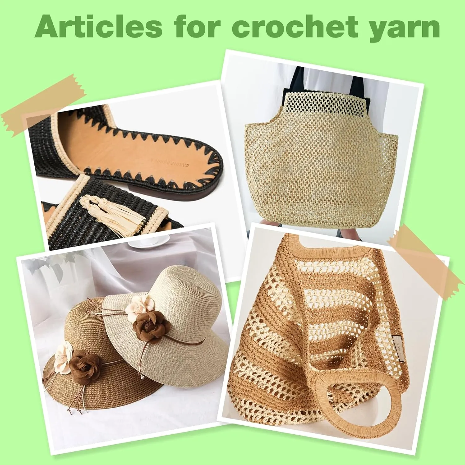 2 Pack Raffia Yarn for Crochet, Soft Cotton Yarn for Crocheting Summer Beach Bag/Hat, 228 Yards/3.52 Ounce Ribbon Paper Yarn for Beginners DIY Hand Knitting Handbag (Beige)