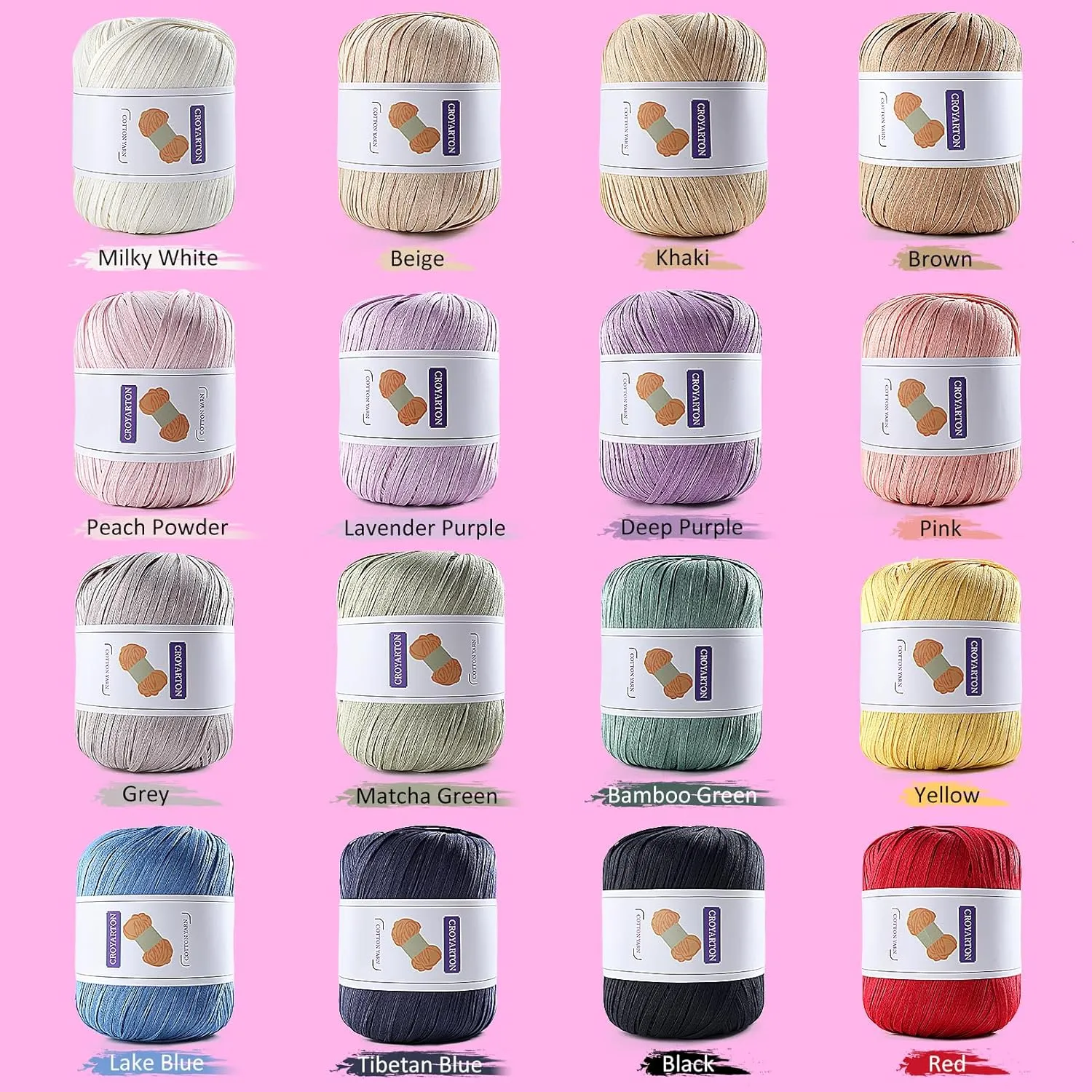 2 Pack Raffia Yarn for Crochet, Soft Cotton Yarn for Crocheting Summer Beach Bag/Hat, 228 Yards/3.52 Ounce Ribbon Paper Yarn for Beginners DIY Hand Knitting Handbag (Black)