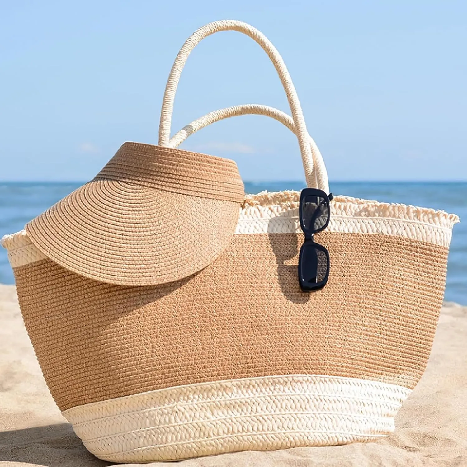 2 Pack Raffia Yarn for Crochet, Soft Cotton Yarn for Crocheting Summer Beach Bag/Hat, 228 Yards/3.52 Ounce Ribbon Paper Yarn for Beginners DIY Hand Knitting Handbag (Black)