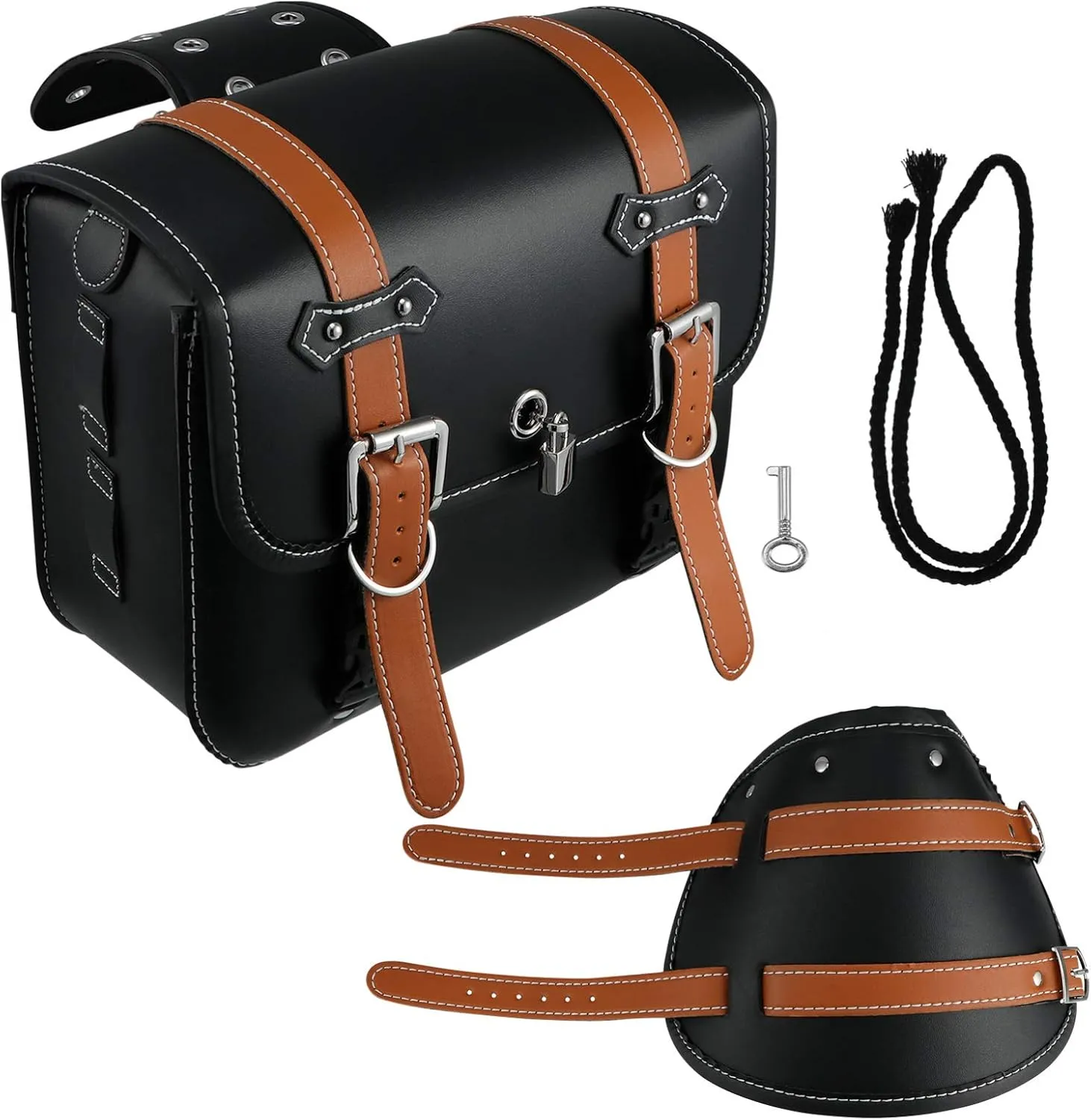 2 Pieces Bag Tool Bags Bag Bags Saddlebag Motorcycle Rear Bag Front Fork Riding Tail Bag PU Leather