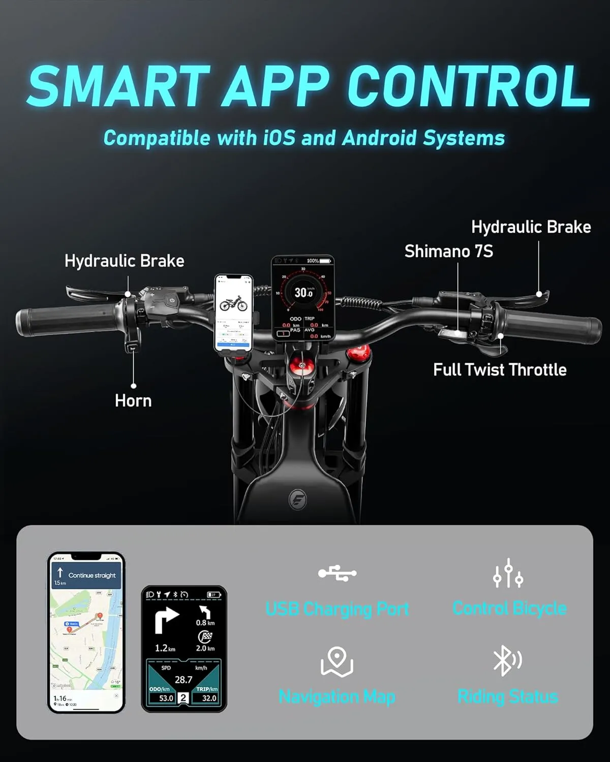 2025 Launch Romeo Pro 3/Pro 2 5000W/4000W 50Mph/46Mph Dual Motor Electric Bike for Adults 60V/52V/48V 80Ah/70Ah/60Ah 200 Miles Long Range Ebike 26 * 4.0" Fat Tire Electric Mountain Bike