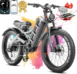 2025 Launch Romeo Pro 3/Pro 2 5000W/4000W 50Mph/46Mph Dual Motor Electric Bike for Adults 60V/52V/48V 80Ah/70Ah/60Ah 200 Miles Long Range Ebike 26 * 4.0" Fat Tire Electric Mountain Bike