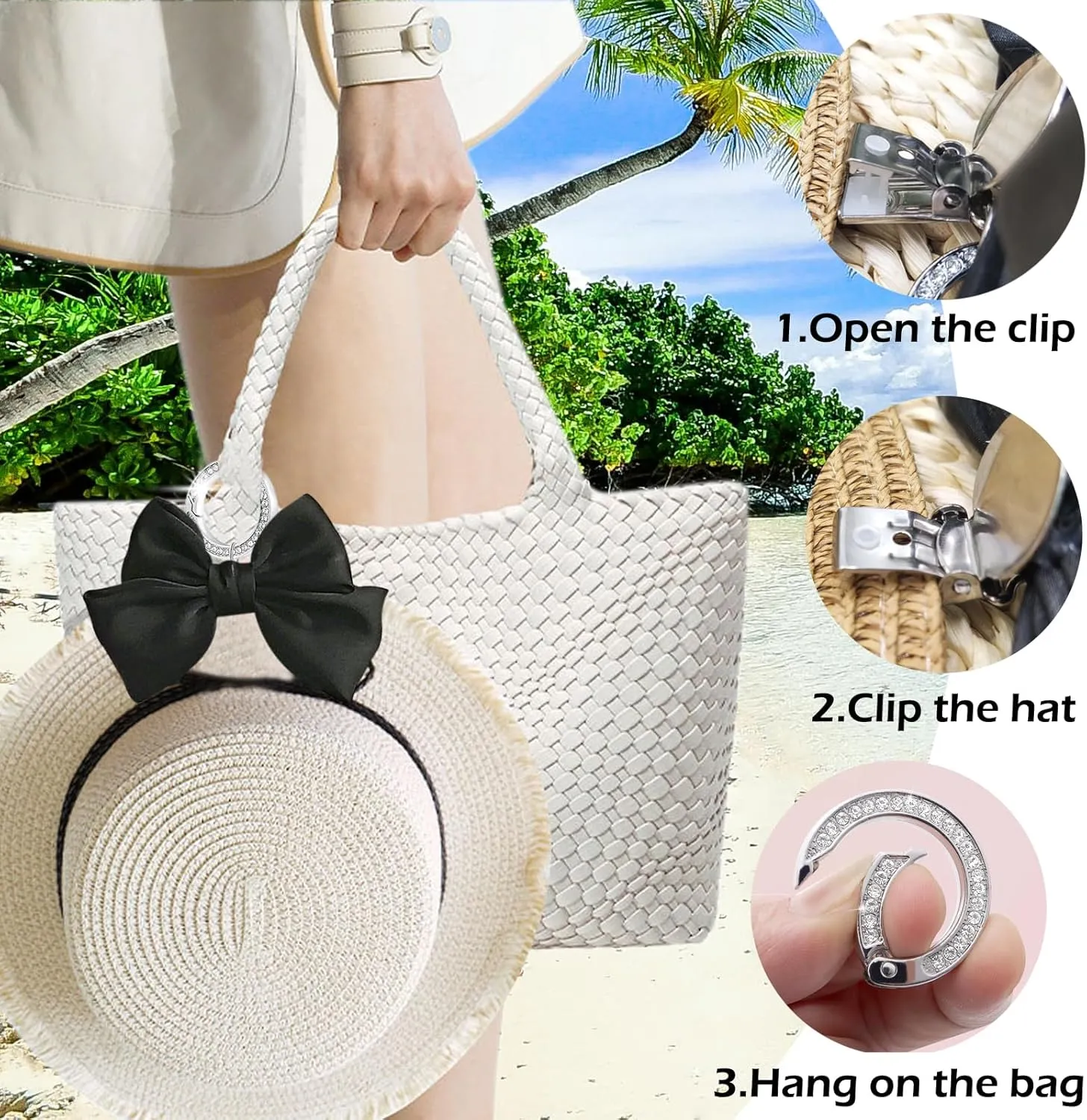 2Pcs Hat Clip for Travel on Bag, Hat Clip for Travel Handbag Backpack Luggage, Beach Hat Clip, Travel Gift for Women, Travel Backpack Accessories, Travel Hat Holder