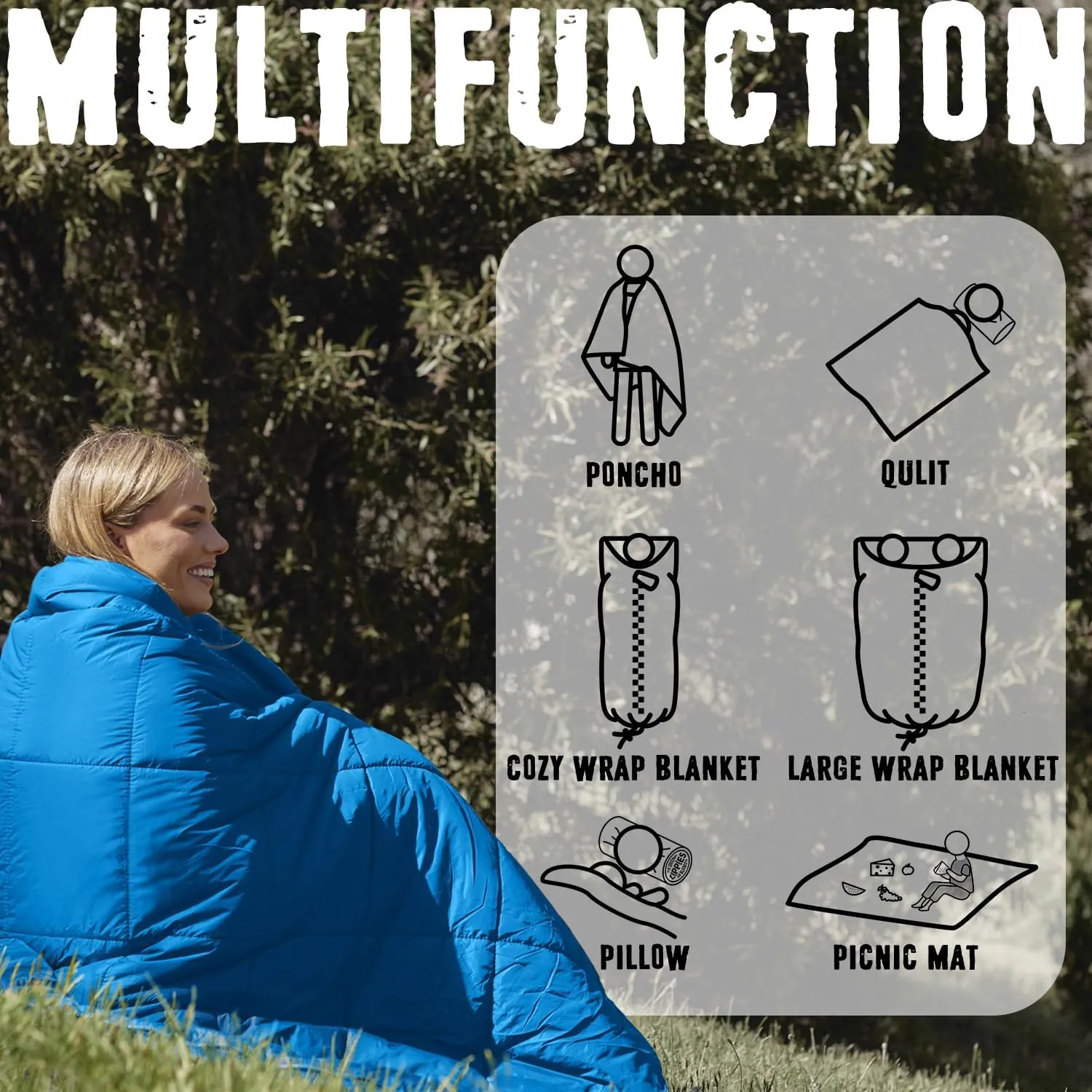 3M Thinsulate Insulation Puffy Camping Blanket for Cold Weather, Queen Size Warm Camping Quilt with Zipper, Waterproof Outdoor Sleeping Bag for Hammock, Cozy & Versatile Gift for Men and Women