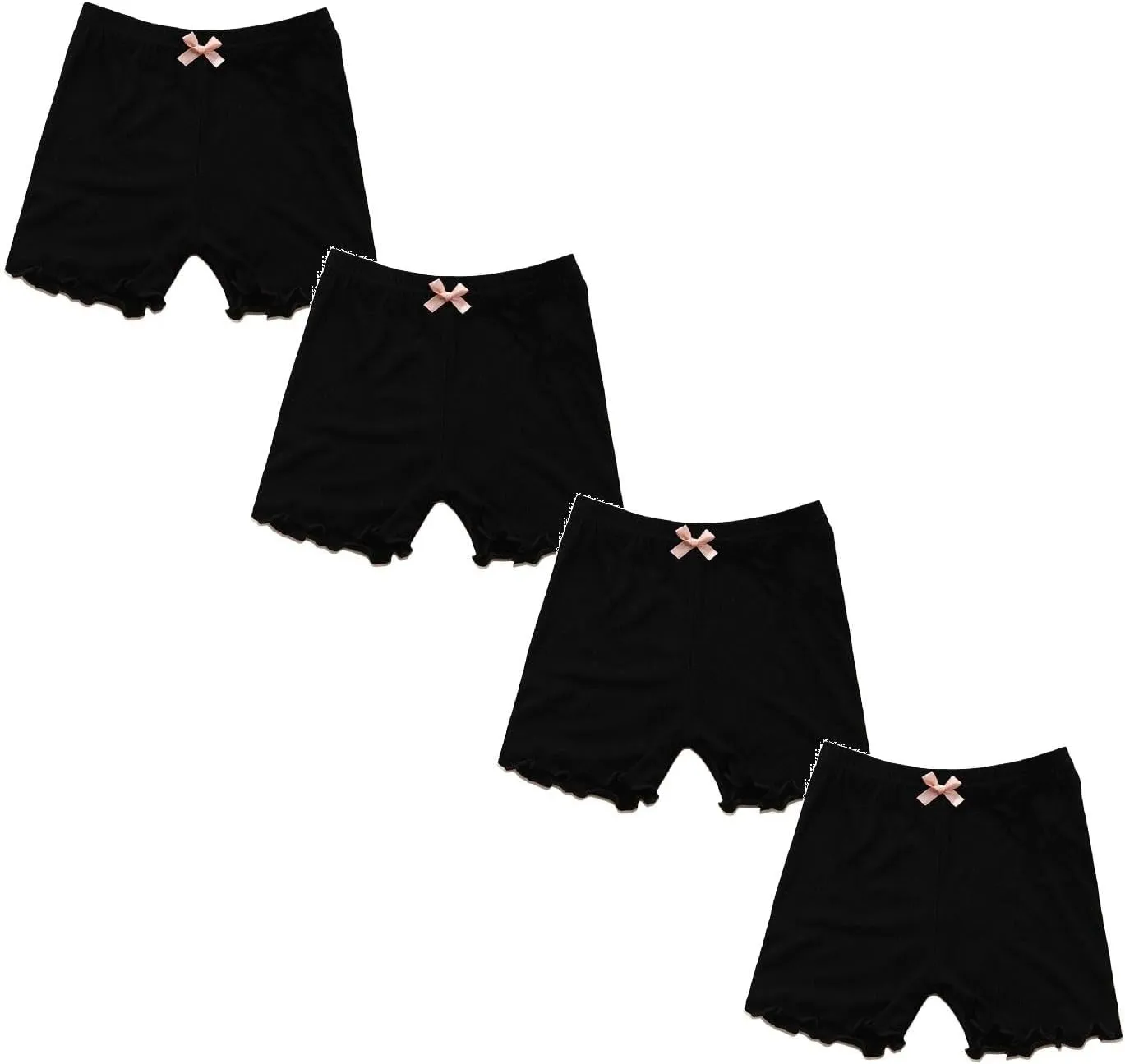 4 Pack Girls Leggings Solid Color Sweat Pants Soft Stretchy Breathable for Summer Baby Girls Ruffle Casual Shorts