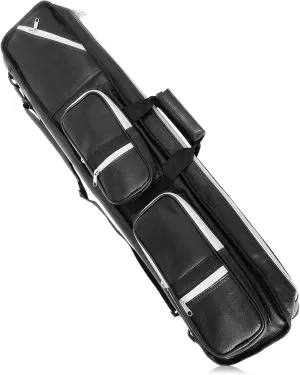 4x8 Pool Cue Case Billiard Stick Carrying Case Leatherette Soft Cue Bag Hold 4 Butt 8 Shaft Black