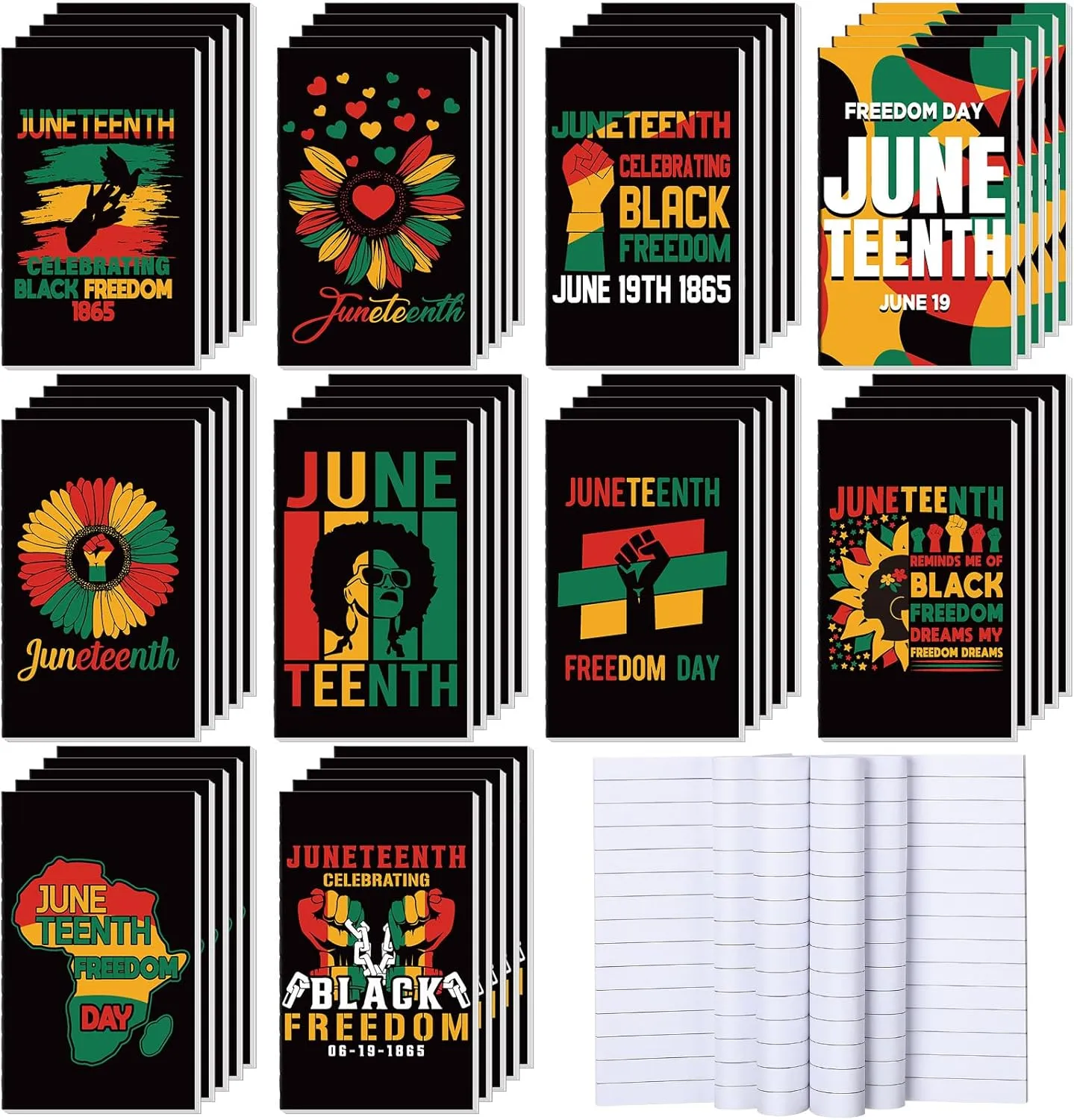 50 Pcs Juneteenth Notebook Black Freedom Journals Bulk Juneteenth Gift Party Supplies Pocket Inspirational Notepad Gifts for Women Men