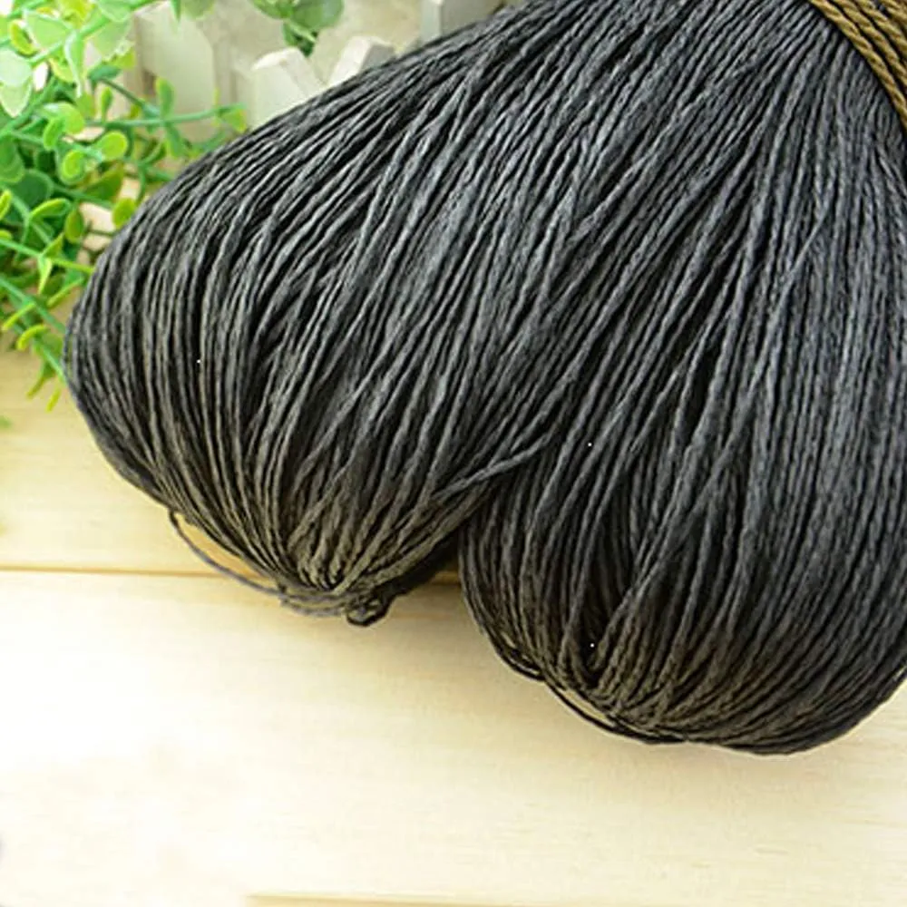 500g Hand Crocheted Raffia Straw Yarn Knitting Materials - Black Beach Bag & Summer Sun Hat Yarn