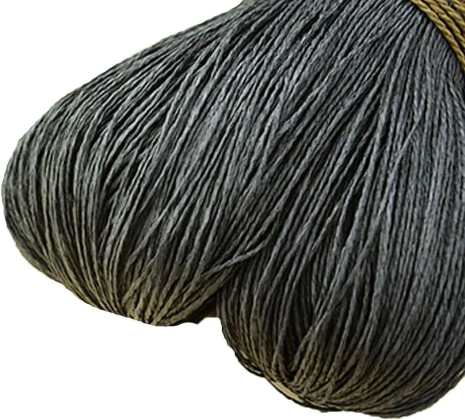 500g Hand Crocheted Raffia Straw Yarn Knitting Materials - Black Beach Bag & Summer Sun Hat Yarn