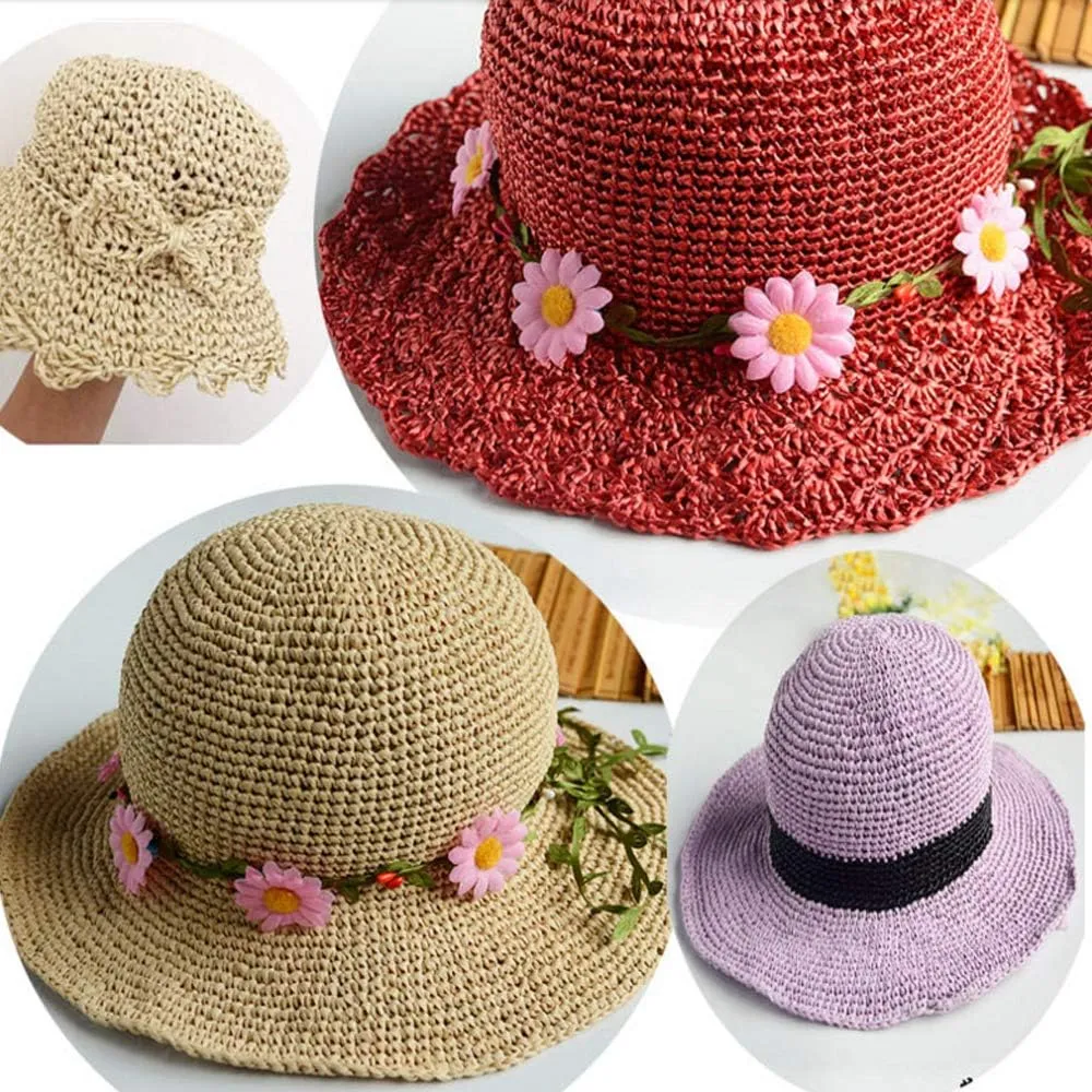 500g Handmade Raffia Straw Beach Bag & Summer Sun Hat Kit - Bright Yellow, Crochet & Knitting Materials Included