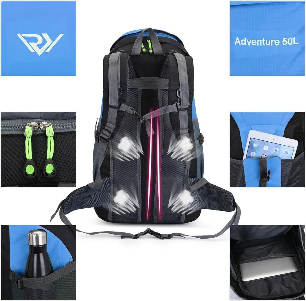 50L Hiking Backpack, Waterproof Lightweight Daypack for Outdoor Camping Travel
