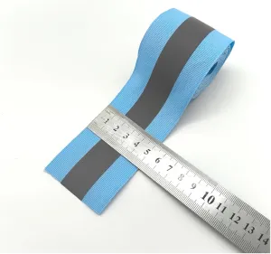 50mm Wide Safety Reflective Webbing Sewn On Clothing DIY for Selecting Safety Fabric Webbing Decorative Strips Sewn On Reflectiv(Light Blue 5cmX5m)