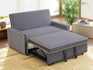 53" 3 in 1 Convertible Sleeper Sofa Bed, Flannel Upholstered Pull Out Sofabed with Adjustable Backrest, Modern Futon Loveseat Couch for Living Room, Apartment, Office, Light Gray