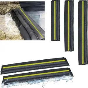 5FT-2Pack Water Leak Absorber, Water Barrier for Flooding Sandless Sandbags with Reflective Strips Water Absorbent Sock Flood Barrier for Garage Door Basement Against Heavy Rain