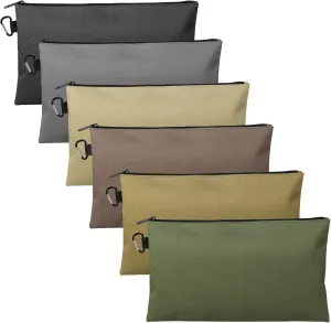 6 Pack Tool Bag, Premium Tool Pouch Zipper Bag, 12" Small Tool Bag with Carabiner, Multipurpose Storage Organizer pouch with Dependable Zipper