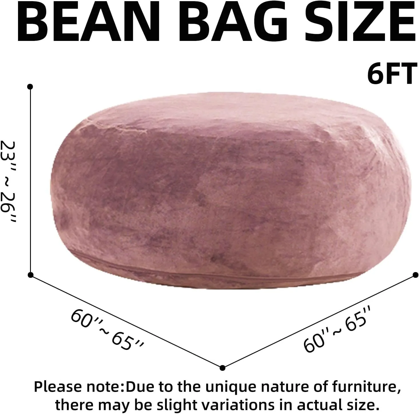 6FT，Big Bean Bag Chairs for Adults，Bean Bag Chair with Filler，Memory Foam Chair，Removable and Washable Flannel Cover, Giant Bean Bag, Suitable for Living Room, Bedroom and Reading(Pink)