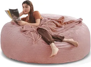 6FT，Big Bean Bag Chairs for Adults，Bean Bag Chair with Filler，Memory Foam Chair，Removable and Washable Flannel Cover, Giant Bean Bag, Suitable for Living Room, Bedroom and Reading(Pink)
