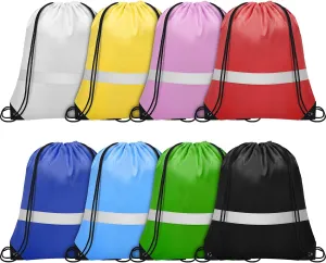 8Pcs Drawstring Bags Bulk Cinch Bag, Polyester String Bag Drawstring Backpack for Trip Party Camping Sports Gym Yoga（Classic Reflect）