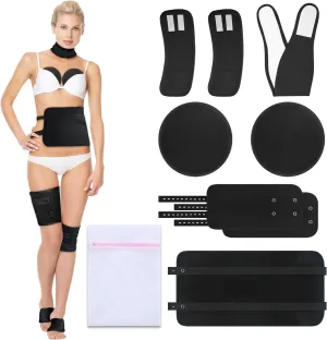 9 Pcs Castor Oil Pack Wrap, Reusable Caster Oil Pack Organic Cotton for Neck Chest Waist Back Knee and Feet, Adjustable Elastic Straps Castor Oil Wrap with Laundry Bag, Machine Washable Anti Oil Leak
