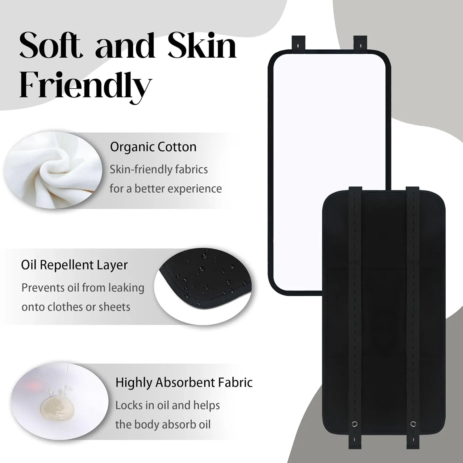 9 Pcs Castor Oil Pack Wrap, Reusable Caster Oil Pack Organic Cotton for Neck Chest Waist Back Knee and Feet, Adjustable Elastic Straps Castor Oil Wrap with Laundry Bag, Machine Washable Anti Oil Leak