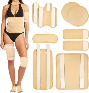 9Pcs Organic Cotton Castor Oil Packs - Reusable Hot/Cold Compress with Adjustable Strap for Full Body & Targeted Areas (Breast/Neck/Back/Knee/Stomach) - Anti-Leak & Machine Washable