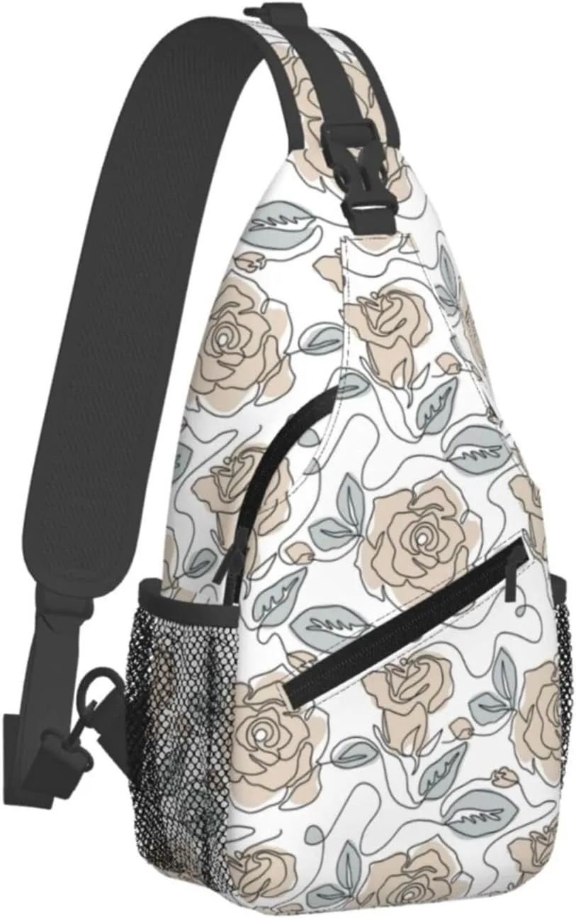 Abstract Flower Crossbody Bags Cross Men Chest Bag Adjustable Sling Backpack Shoulder Bag For Women Cycling Travel Sport Hiking
