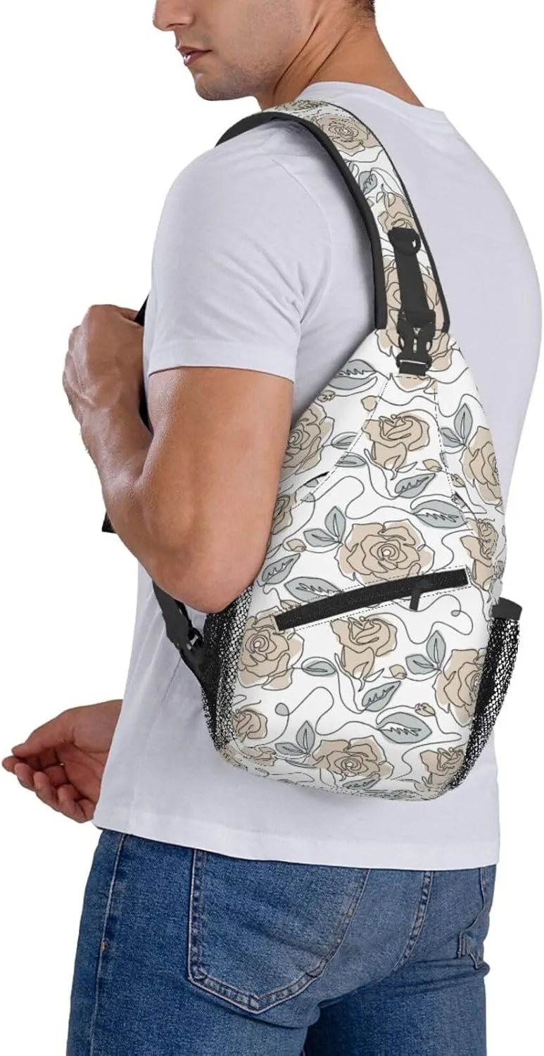 Abstract Flower Crossbody Bags Cross Men Chest Bag Adjustable Sling Backpack Shoulder Bag For Women Cycling Travel Sport Hiking
