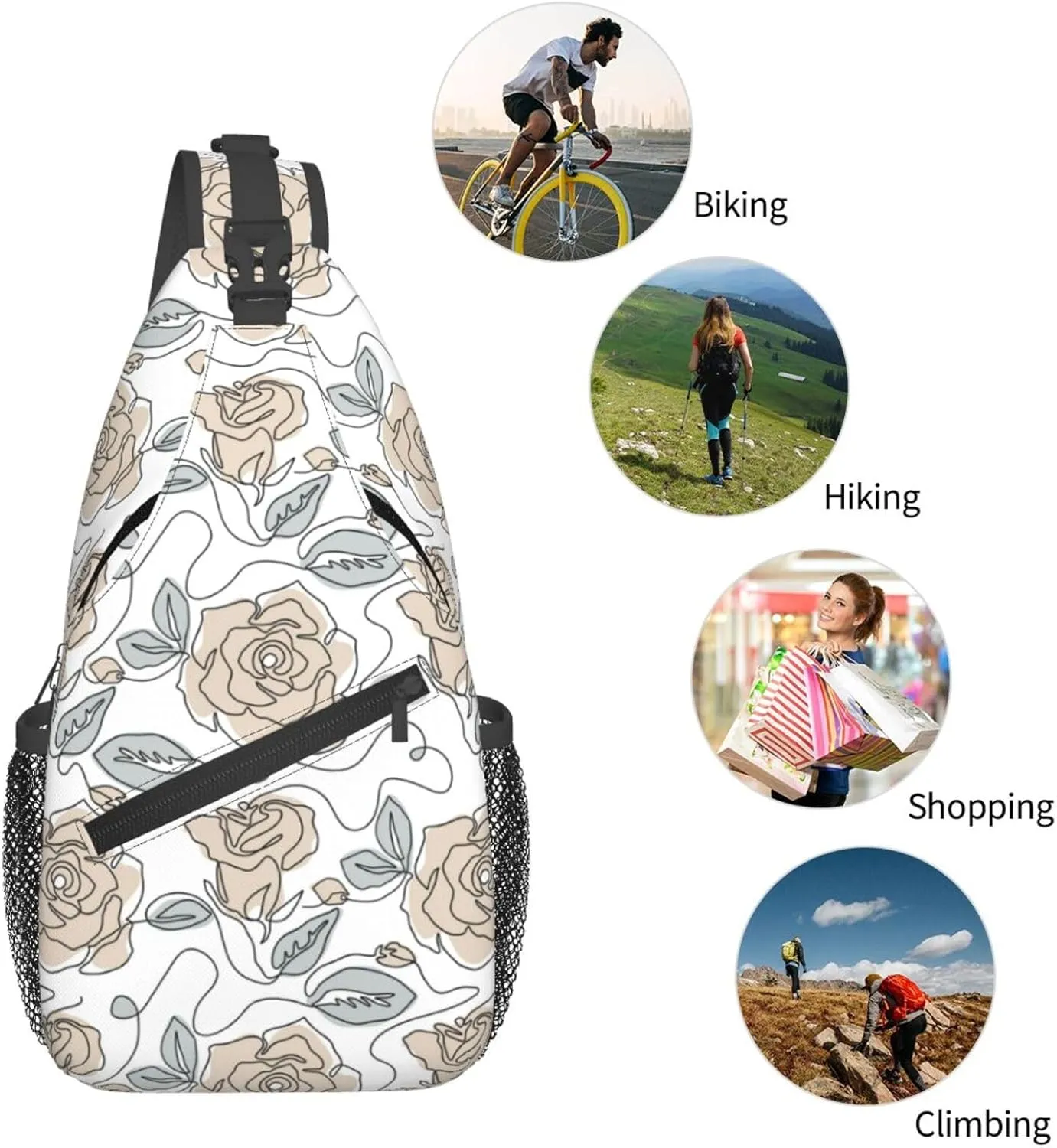 Abstract Flower Crossbody Bags Cross Men Chest Bag Adjustable Sling Backpack Shoulder Bag For Women Cycling Travel Sport Hiking