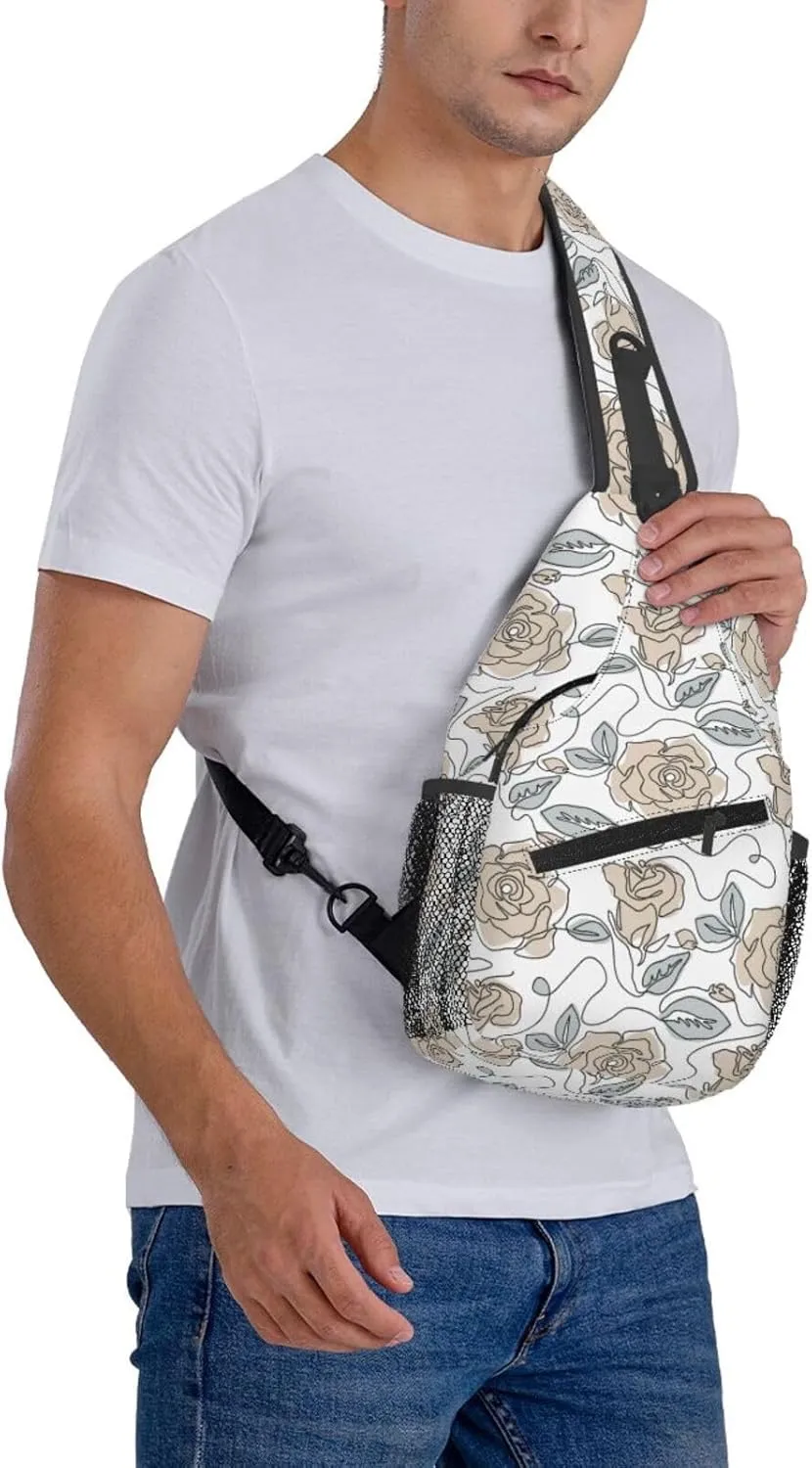 Abstract Flower Crossbody Bags Cross Men Chest Bag Adjustable Sling Backpack Shoulder Bag For Women Cycling Travel Sport Hiking