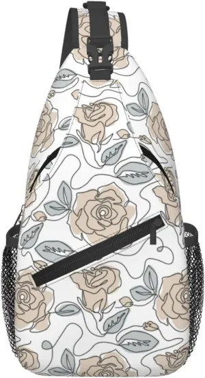 Abstract Flower Crossbody Bags Cross Men Chest Bag Adjustable Sling Backpack Shoulder Bag For Women Cycling Travel Sport Hiking
