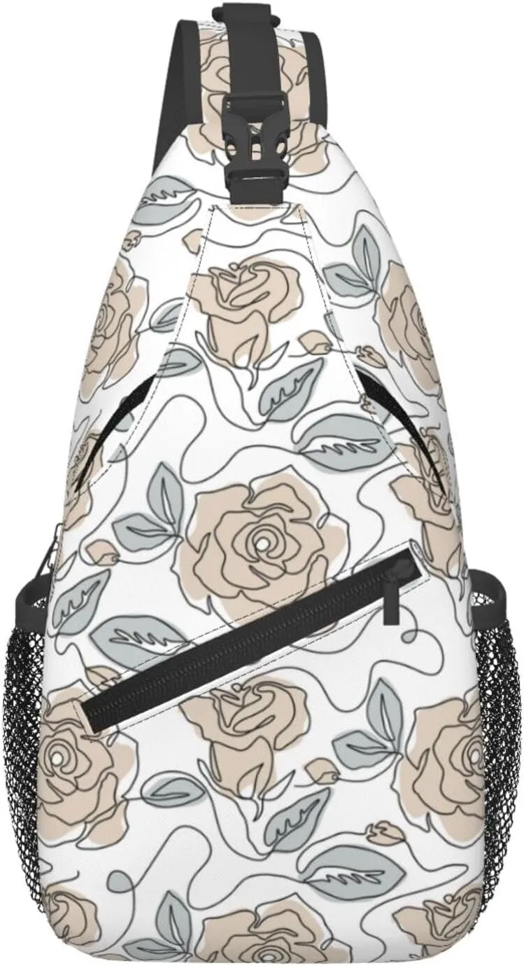 Abstract Flower Crossbody Bags Cross Men Chest Bag Adjustable Sling Backpack Shoulder Bag For Women Cycling Travel Sport Hiking