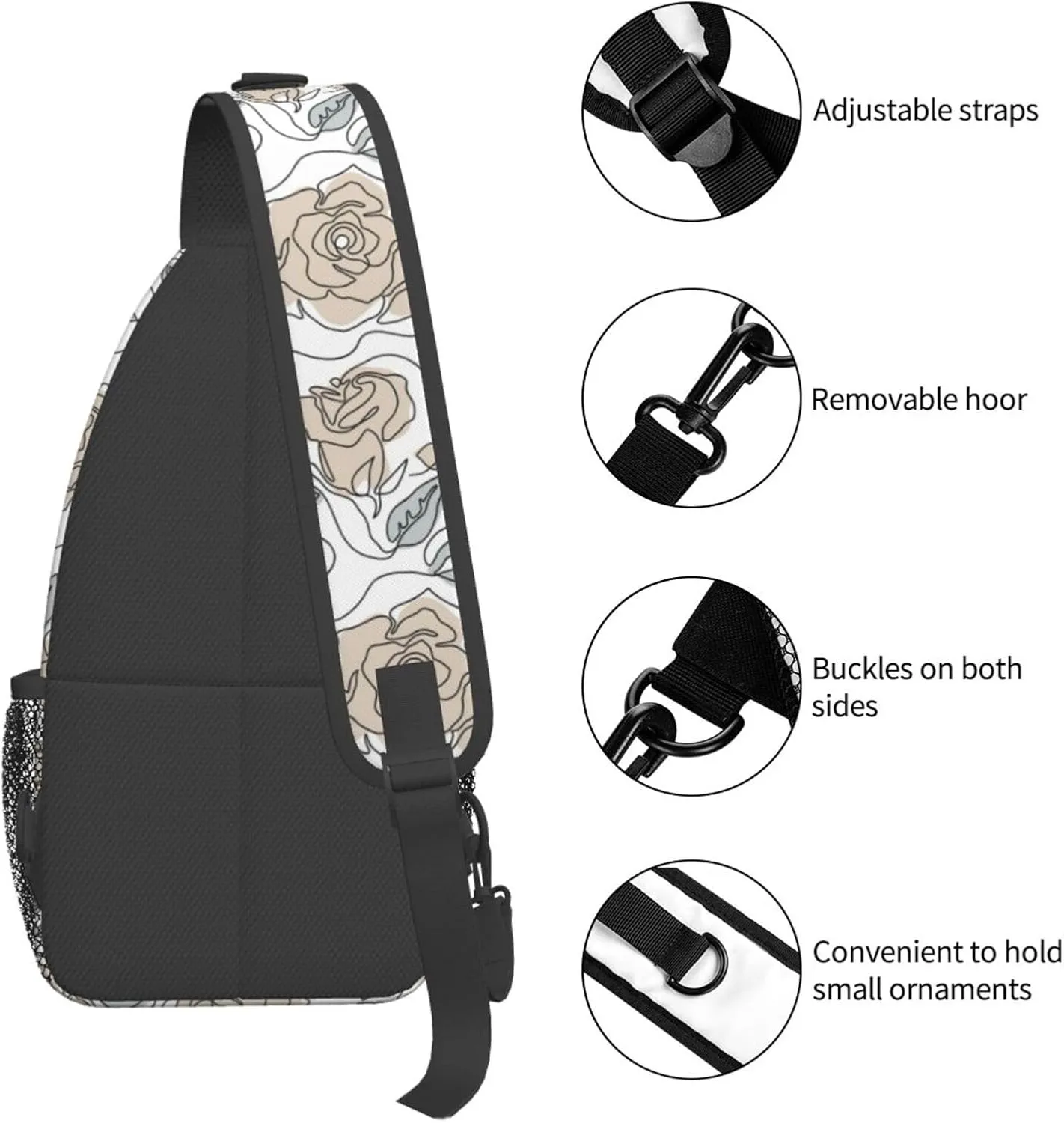 Abstract Flower Crossbody Bags Cross Men Chest Bag Adjustable Sling Backpack Shoulder Bag For Women Cycling Travel Sport Hiking