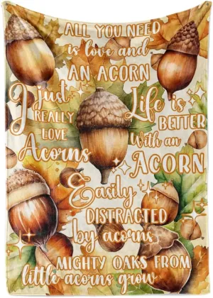 Acorn Gifts Blanket for Women,Men - 50" x 65" Throw Blanket - Birthday Gifts for Acorn Lovers -Watercolor