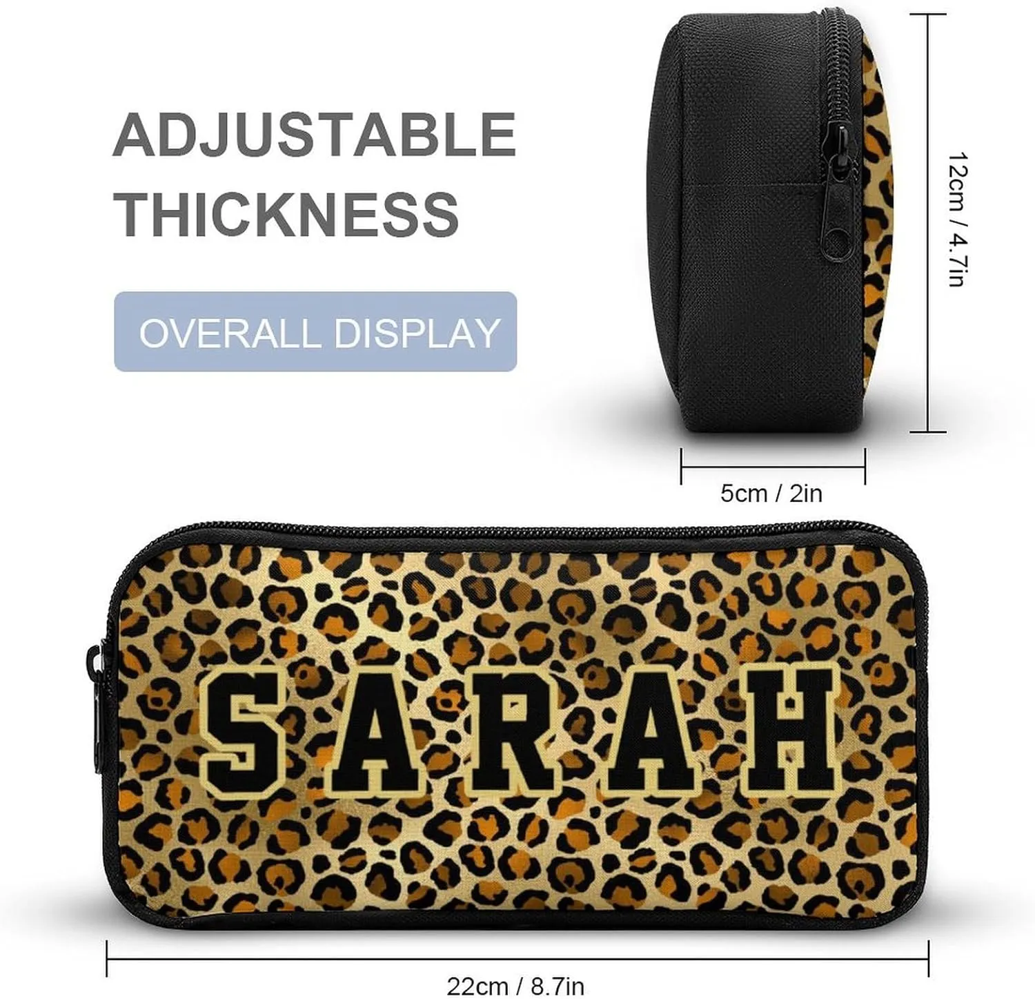 Add Your Name On Gold Black Leopard Print School Backpack for Kids Boys Girls Gifts Custom School Bag Set with Lunch Box Pencil Case