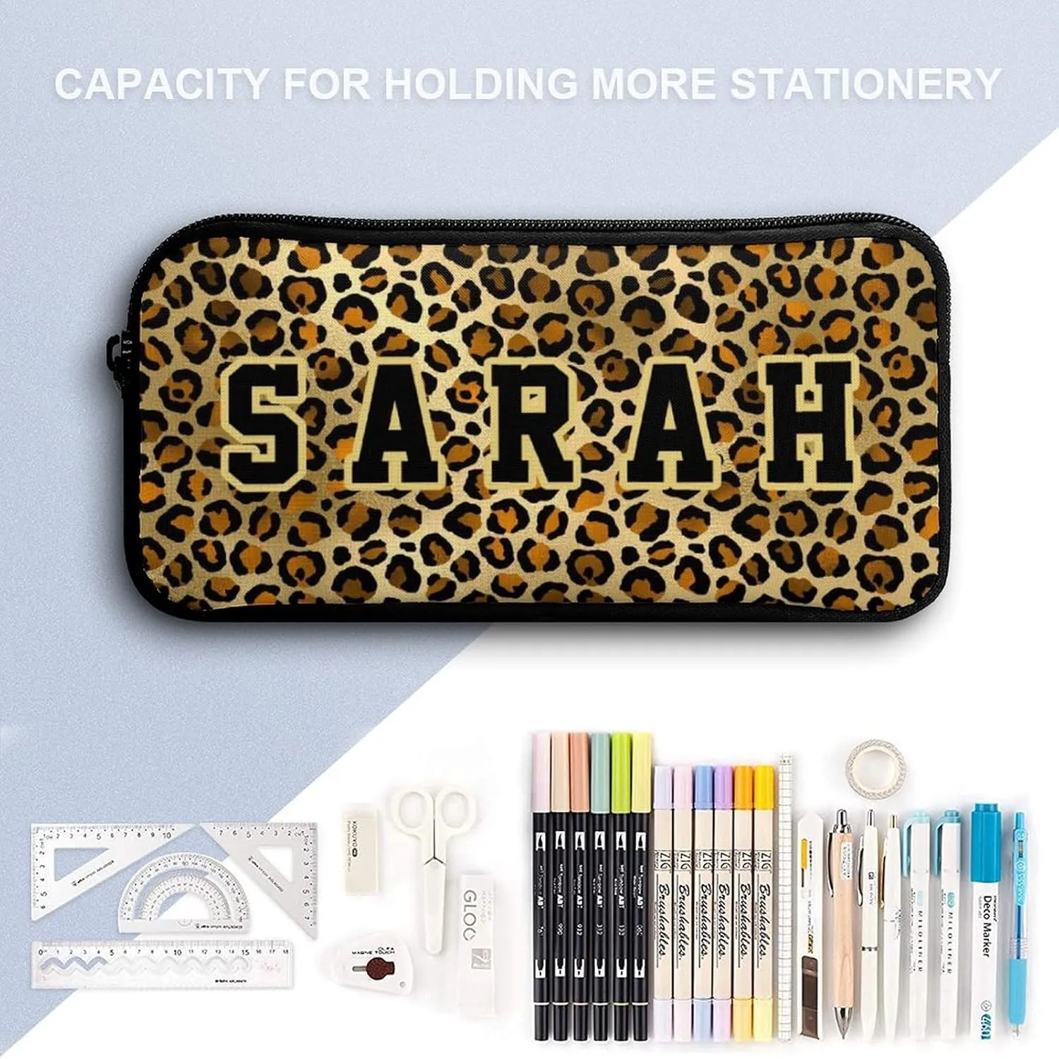 Add Your Name On Gold Black Leopard Print School Backpack for Kids Boys Girls Gifts Custom School Bag Set with Lunch Box Pencil Case
