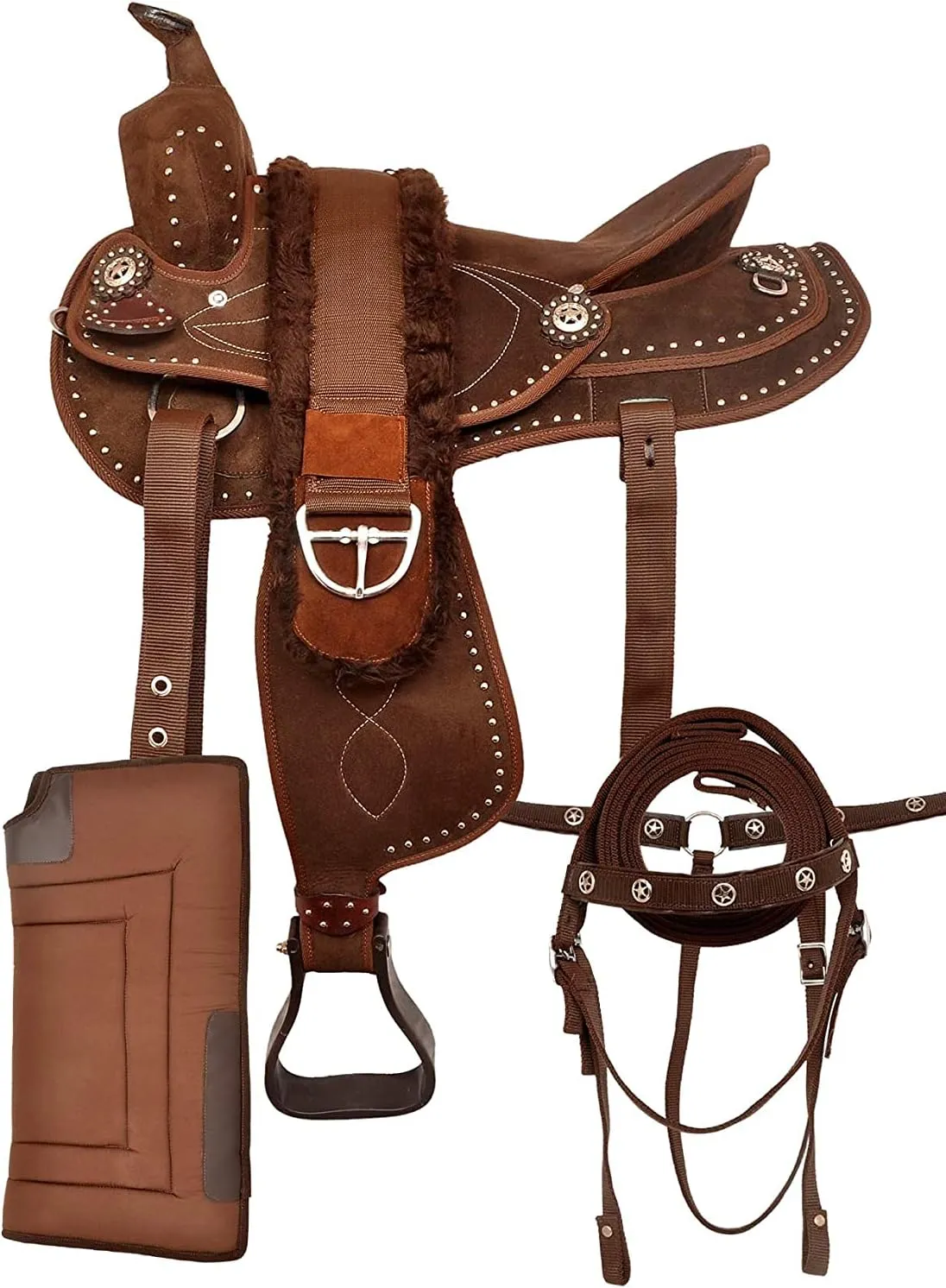 Adult Classic Quality Handmade Synthetic Premium Comfort Western Barrel Racing Trail Equestrian Horse Saddle Tack Size 16-17" inches Seat Available