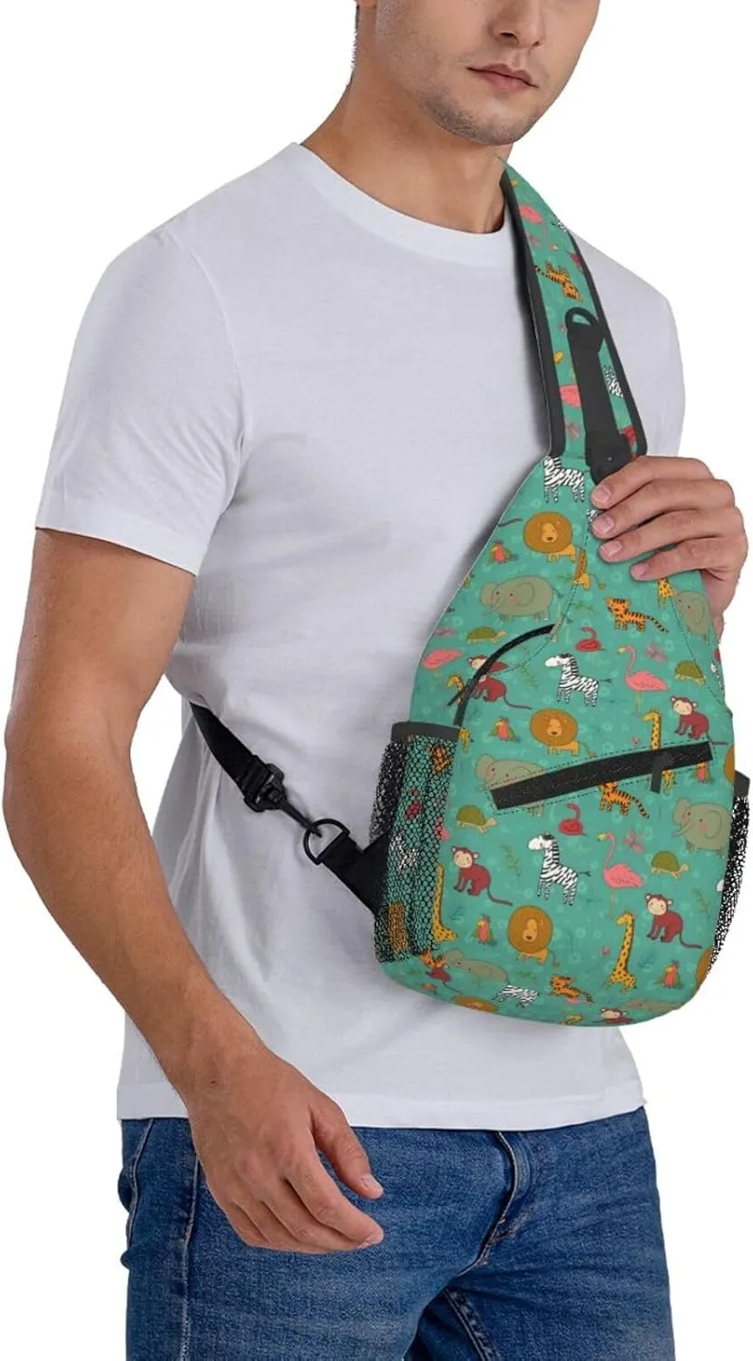 Africa Animals Crossbody Bags Cross Men Chest Bag Adjustable Sling Backpack Shoulder Bag For Women Cycling Travel Sport Hiking
