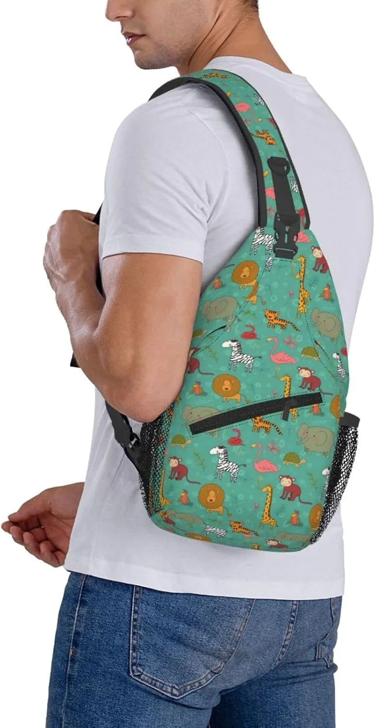 Africa Animals Crossbody Bags Cross Men Chest Bag Adjustable Sling Backpack Shoulder Bag For Women Cycling Travel Sport Hiking